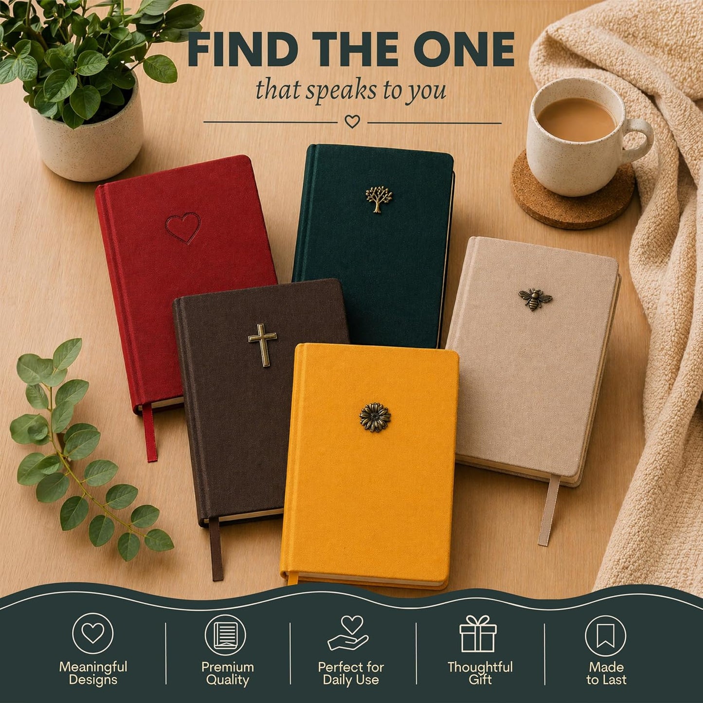 Journal Notebook - 5X7 Inches 256 Ruled Pages Blank Lined Journal Padded Fabric Hard Cover Notebooks for Work Diary and Writing
