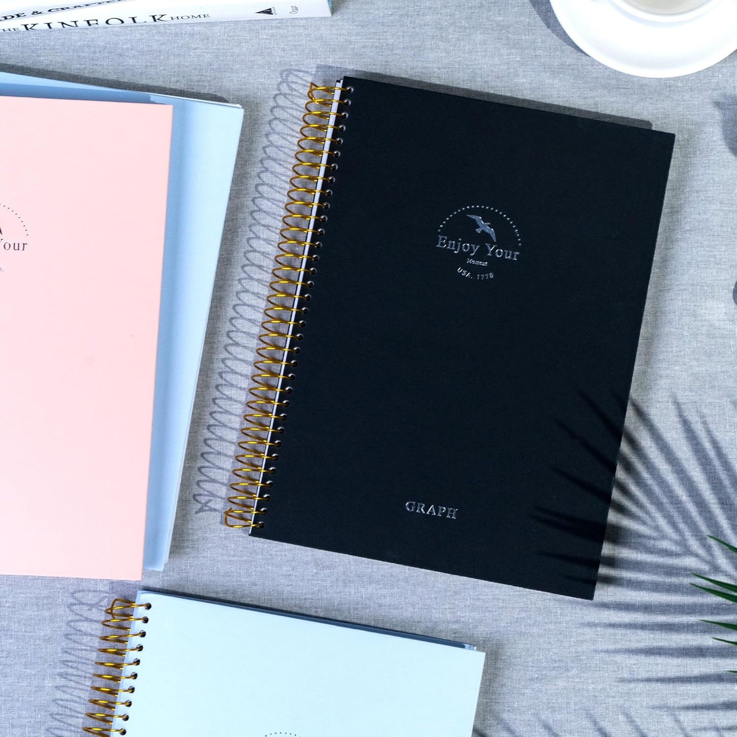 8.5 X 11 Large Graph Notebook Journal Spiral Graph Grid Notebook 210 Pages Hardcover Graph Notebook Engineering Paper Notebook Graphing Notebook for Men Women, Black