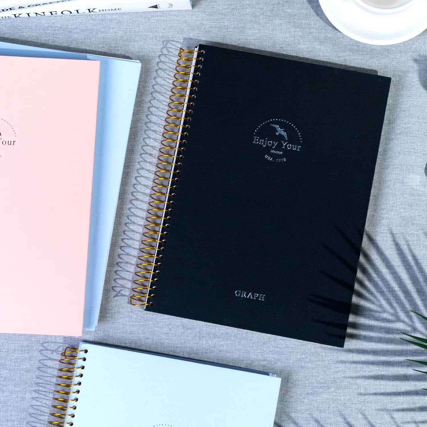 8.5 X 11 Large Graph Notebook Journal Spiral Graph Grid Notebook 210 Pages Hardcover Graph Notebook Engineering Paper Notebook Graphing Notebook for Men Women, Black