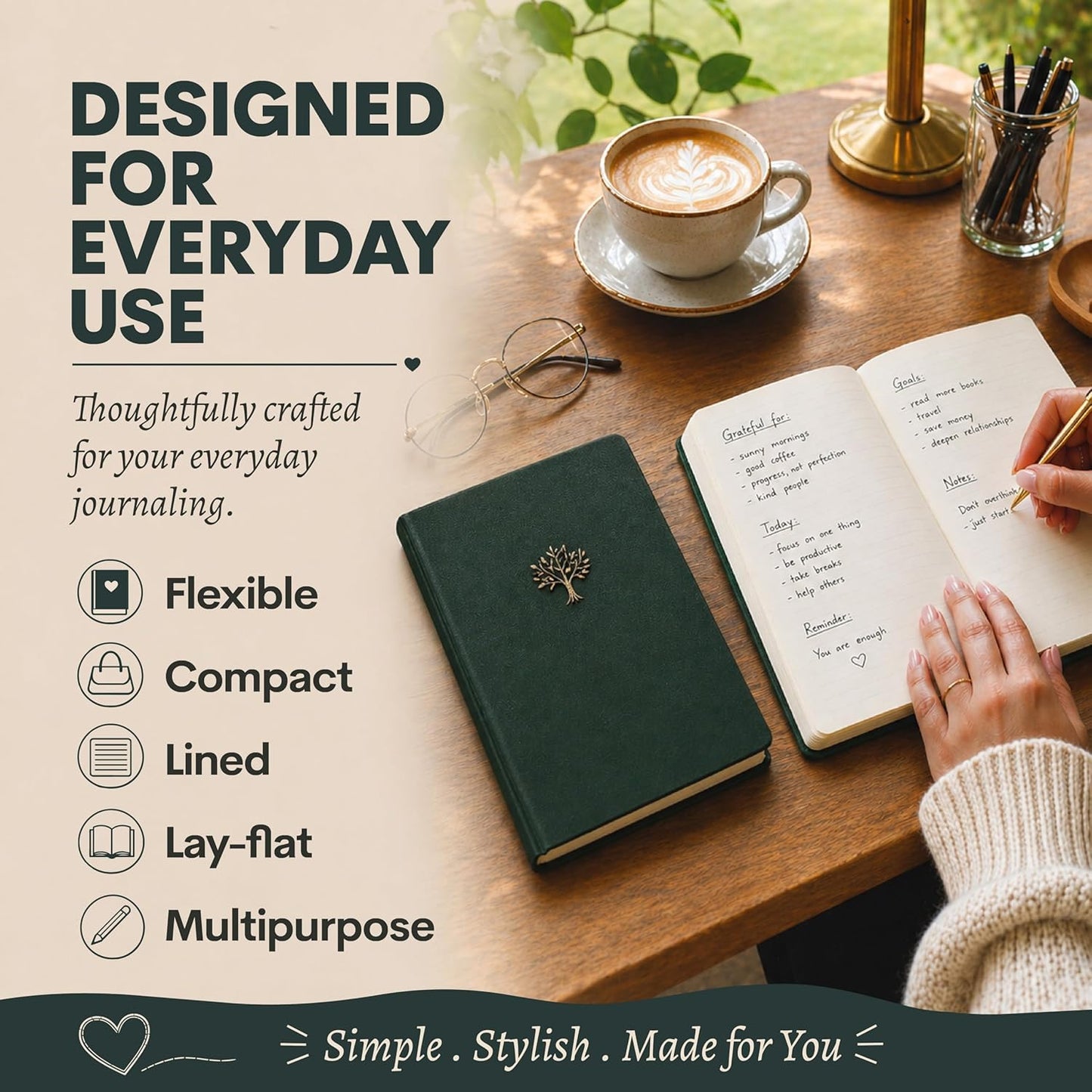 Journal Notebook - 5X7 Inches 256 Ruled Pages Blank Lined Journal Padded Fabric Hard Cover Notebooks for Work Diary and Writing