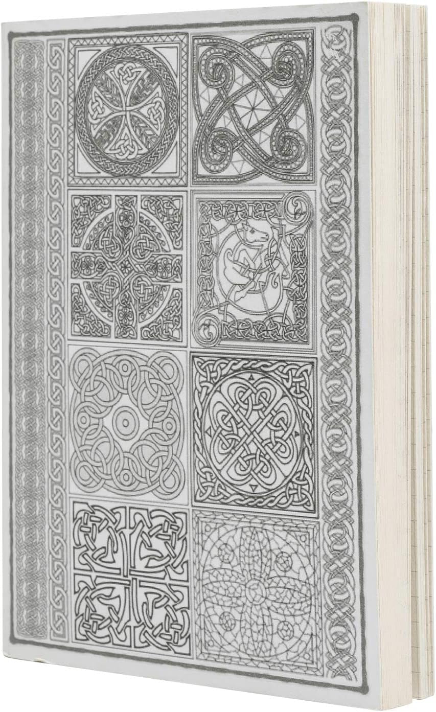 Layflat Sketchbook - 3.75 X 5.3 Inches - Celtic Blank Note Book, 64 Sheets, Thick 100Gsm Paper, for Drawing, Sketching, and Journaling, 32 Blank and 32 Gridded