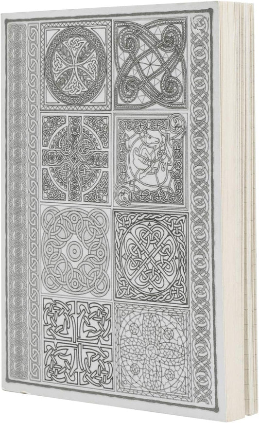 Layflat Sketchbook - 3.75 X 5.3 Inches - Celtic Blank Note Book, 64 Sheets, Thick 100Gsm Paper, for Drawing, Sketching, and Journaling, 32 Blank and 32 Gridded