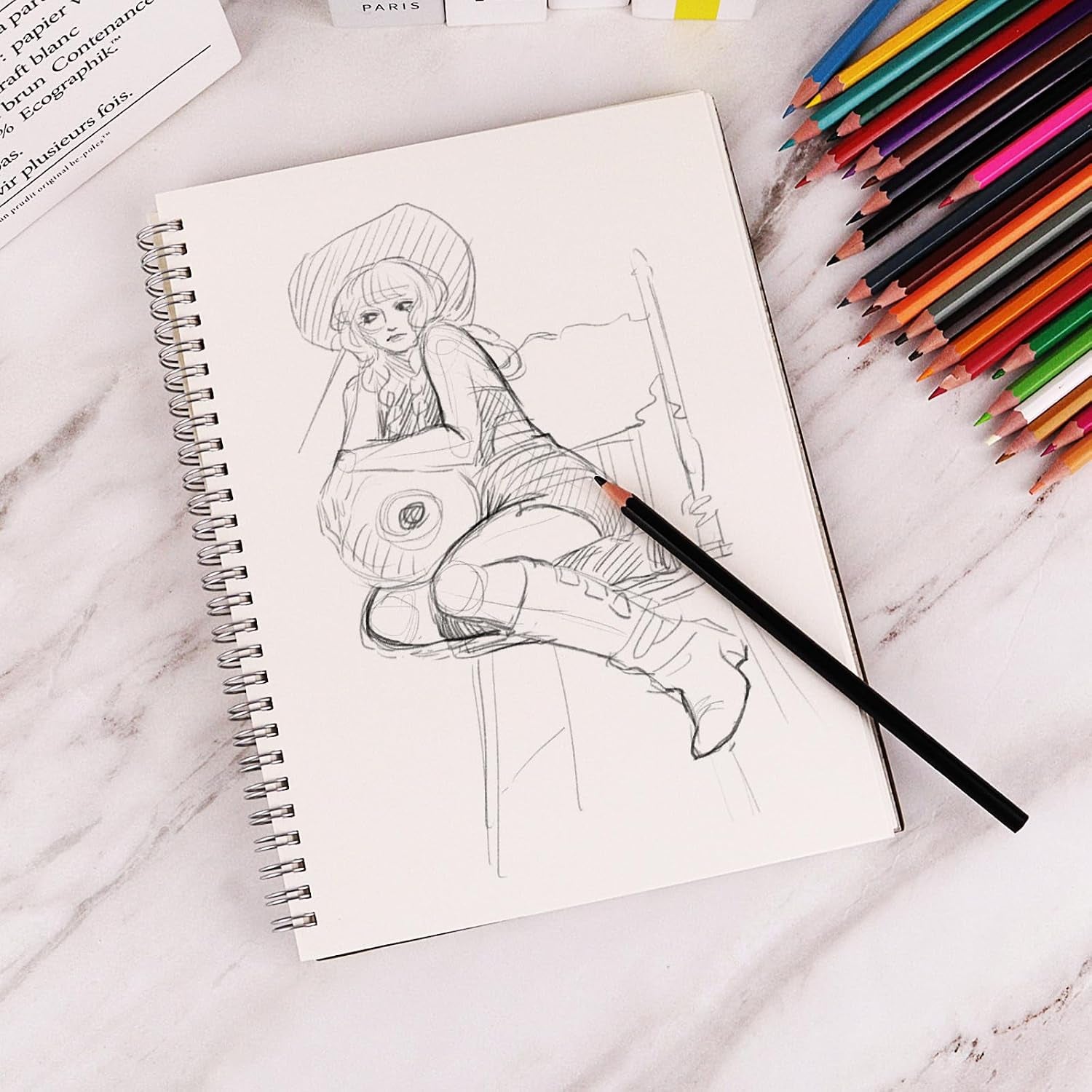 10 X 7.5 Inch Spiral Bound Sketch Book for Drawing, 50 Sheets 68LB/100GSM Acid-Free Paper, Hardcover Sketch Pad for Students and Adults