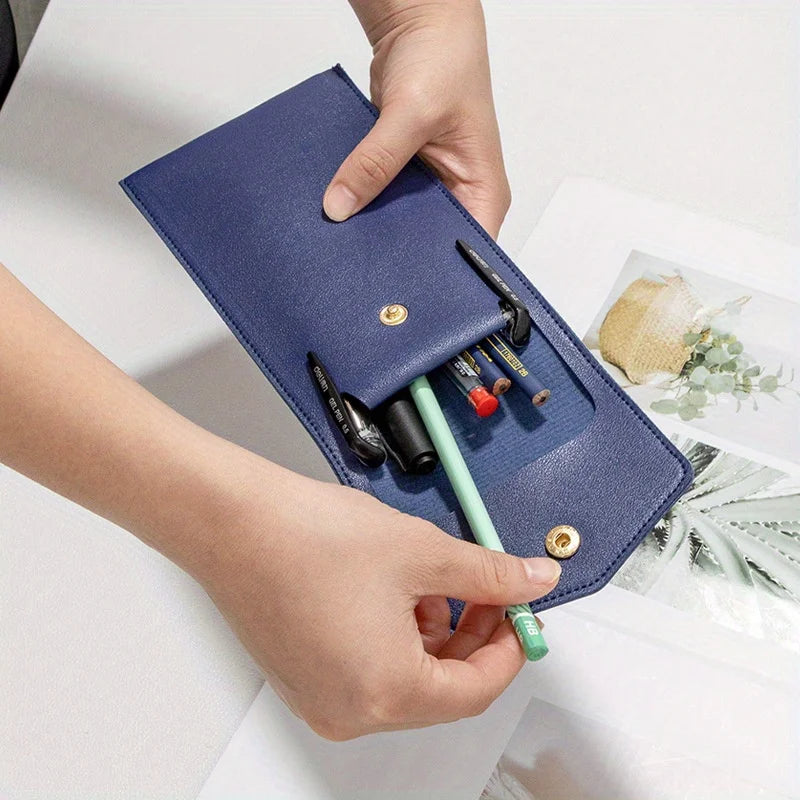 PU Leather Pen Bag Business Office Pen Signature Pen Storage Bag Portable Leak-Proof Ink Ball Pen Pen Holder Stationery Bag