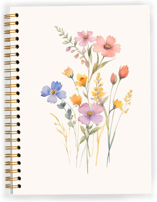 Vintage Wild Flower Botanical Plant Notebook 04,Rustic Spring Floral Cottagecore Notebook Journal for Work Office School Student Teacher,Hardcover Spiral Notebook 5.5X8.6