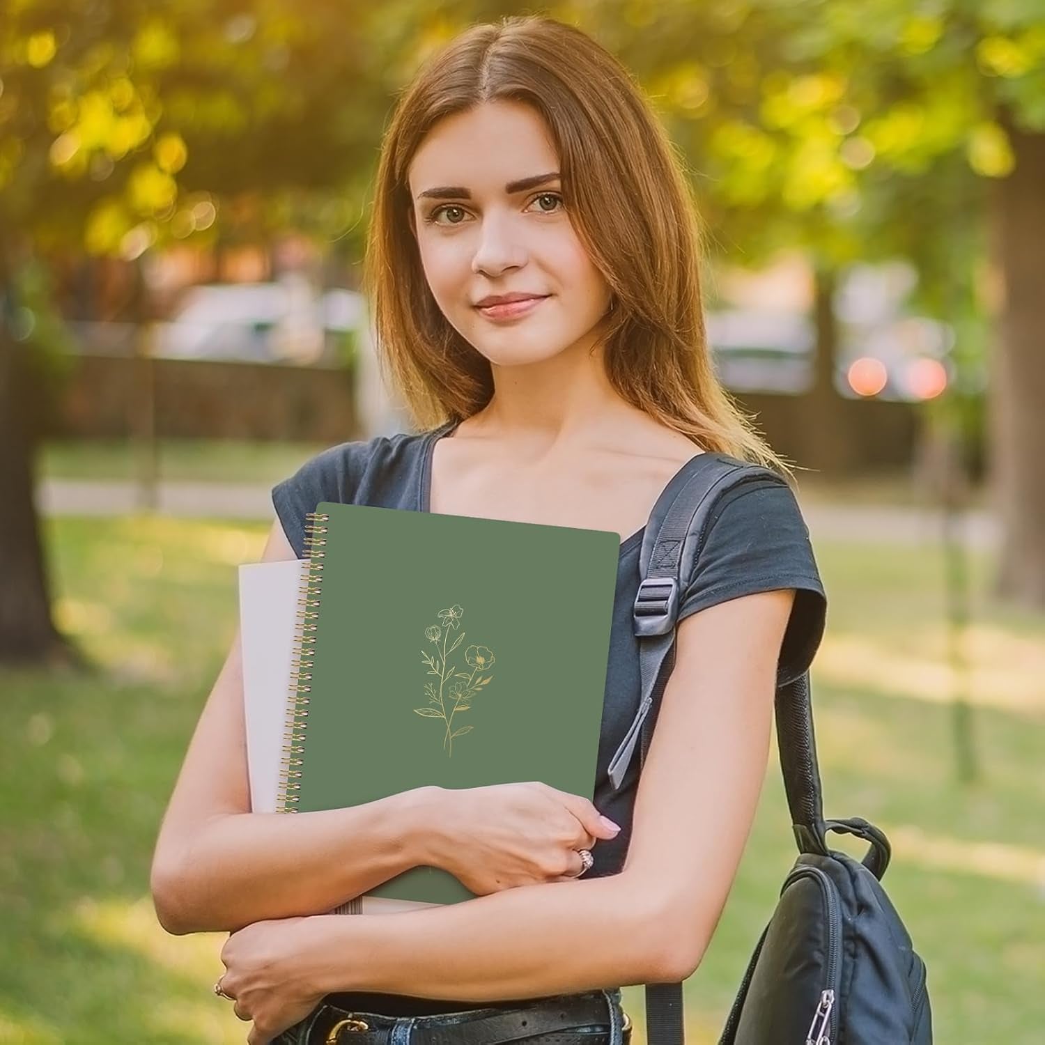 Spiral Notebook - College Ruled Notebook, Notebook Journal, 8.5'' X 10.5'', 55 Sheets/110 Pages, Journal for Women, Journal with Spiral Bound, Inner Pocket, Notebook for Office/School/Home - Green