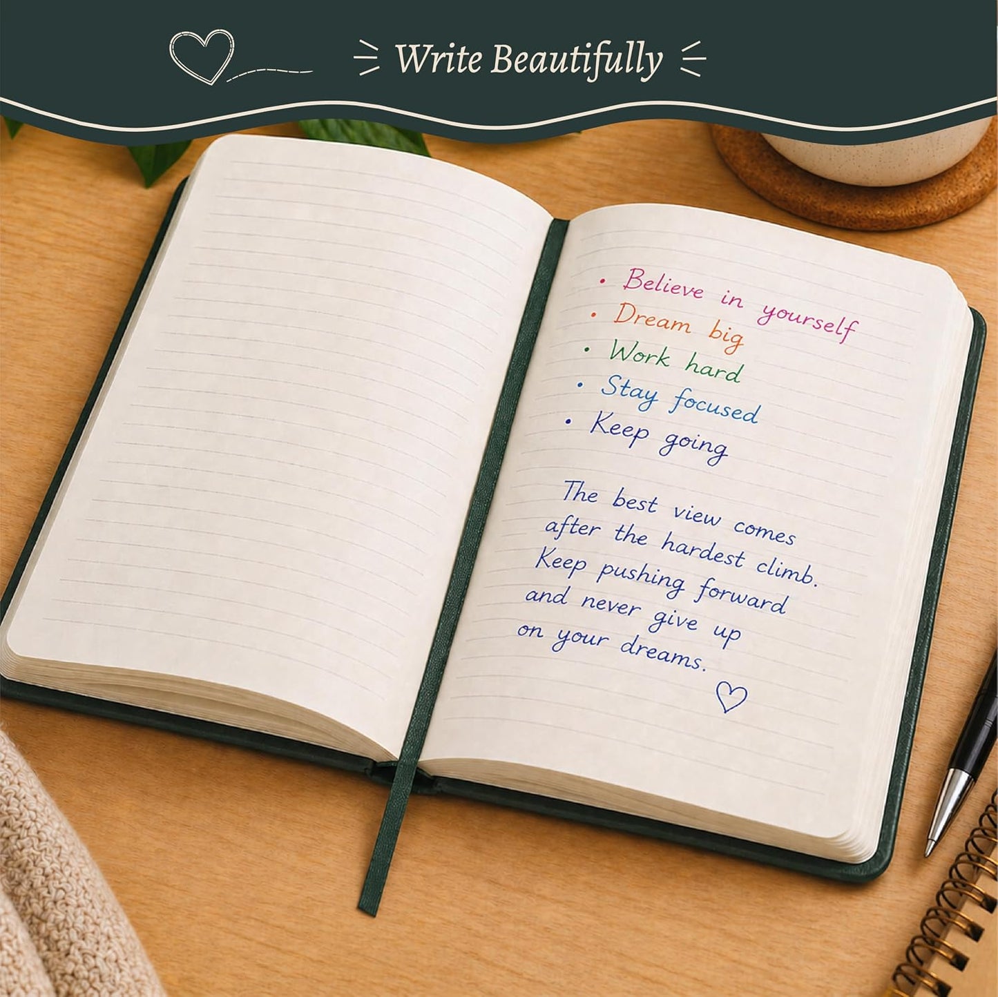 Journal Notebook - 5X7 Inches 256 Ruled Pages Blank Lined Journal Padded Fabric Hard Cover Notebooks for Work Diary and Writing