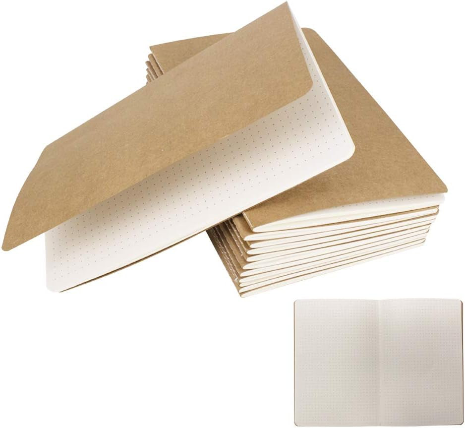 12 Pack 8.25X5.5 Inches Dot Grid Paper Notebook/ A5 Size Dot Journal Notebook, Dot Grid Subject Notebooks Wire-Bound with Kraft Cover, 30 Sheets/60 Dot Pages