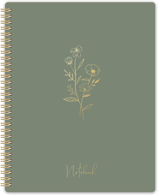 Spiral Notebook - College Ruled Notebook, Notebook Journal, 8.5'' X 10.5'', 55 Sheets/110 Pages, Journal for Women, Journal with Spiral Bound, Inner Pocket, Notebook for Office/School/Home - Green