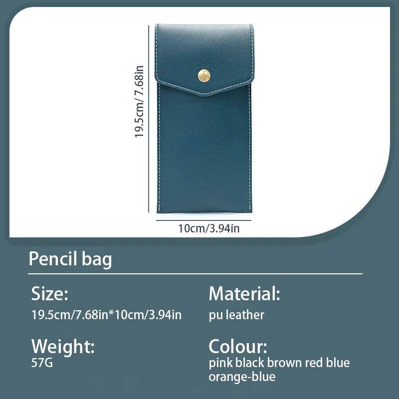 PU Leather Pen Bag Business Office Pen Signature Pen Storage Bag Portable Leak-Proof Ink Ball Pen Pen Holder Stationery Bag