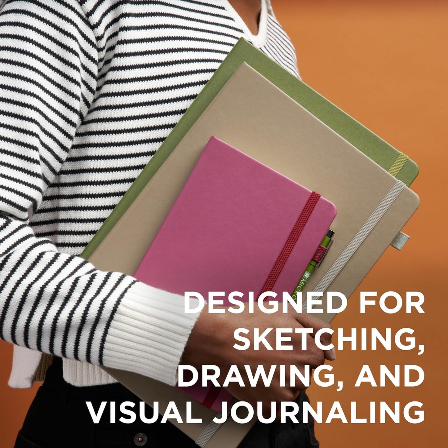 Sketchbook A5 - Drawing Sketchbook for Visual Journaling, Effortless Sketching & Personal Use - 140 GSM Paper - Hardcover Hardcover - 160 Pages - 5.1 X 8.3" - Black - Black Paper