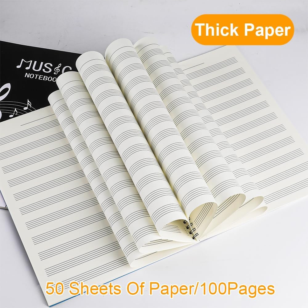 Blank Sheet Music Notebook, Composition Manuscript Staff Notebook, 100 Pages Art Music Notebook, Piano Notebook Song Writing