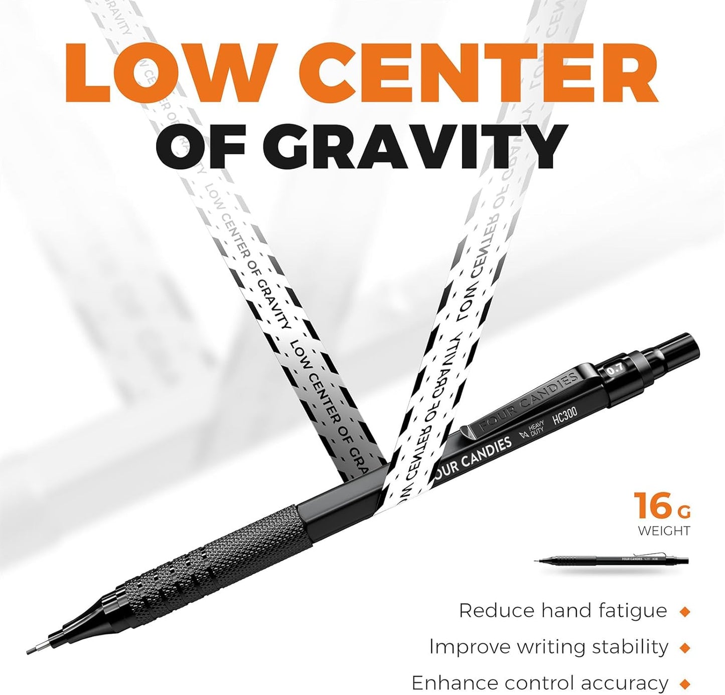 Metal Mechanical Pencil Set, 3PCS Art Drafting Pencils 0.5, 0.7, 0.9MM & 2PCS 2MM Mechanical Drawing Pencils with 420PCS Leads (4B 2B HB 2H Color) for Writing Sketching Drawing (Black)