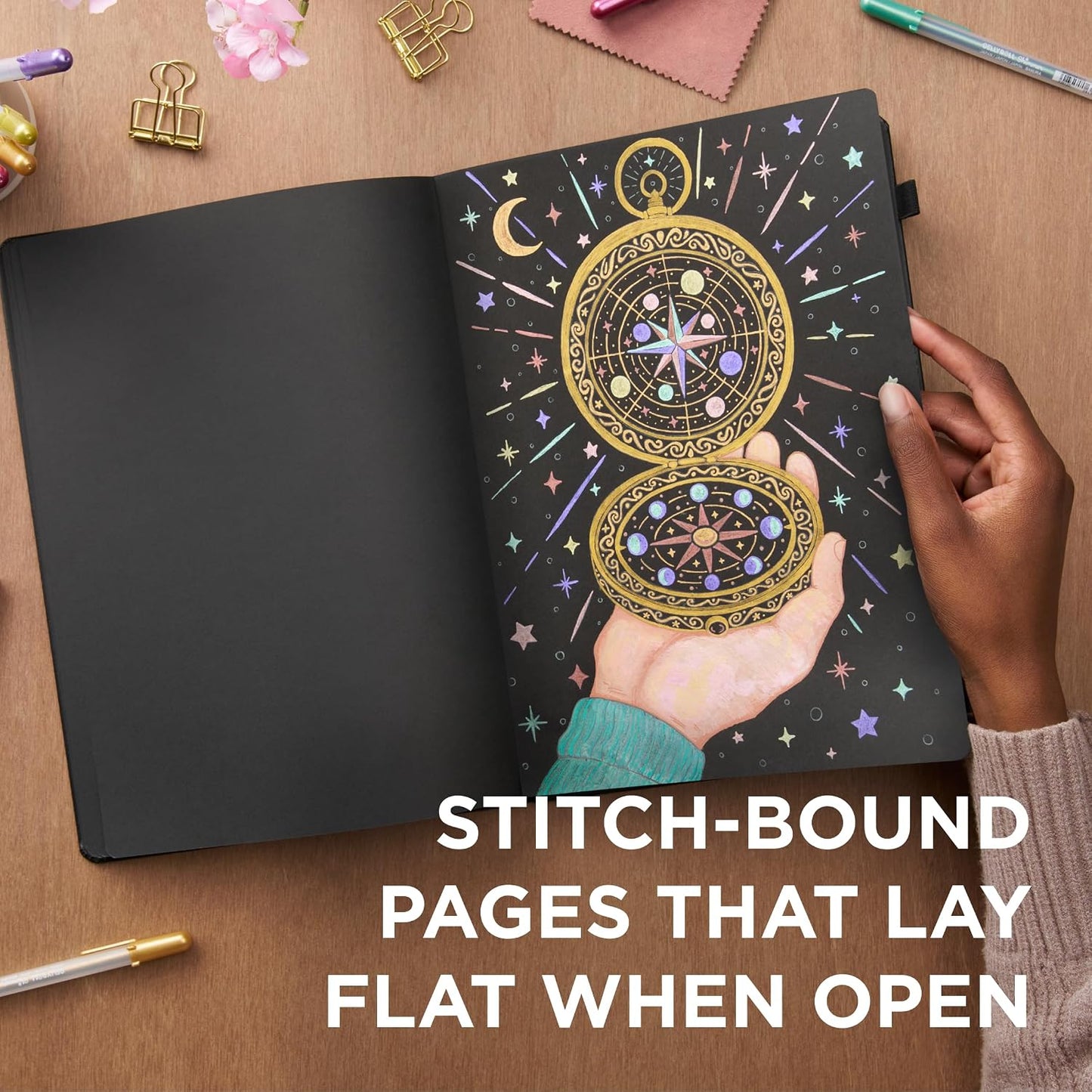 Sketchbook A5 - Drawing Sketchbook for Visual Journaling, Effortless Sketching & Personal Use - 140 GSM Paper - Hardcover Hardcover - 160 Pages - 5.1 X 8.3" - Black - Black Paper