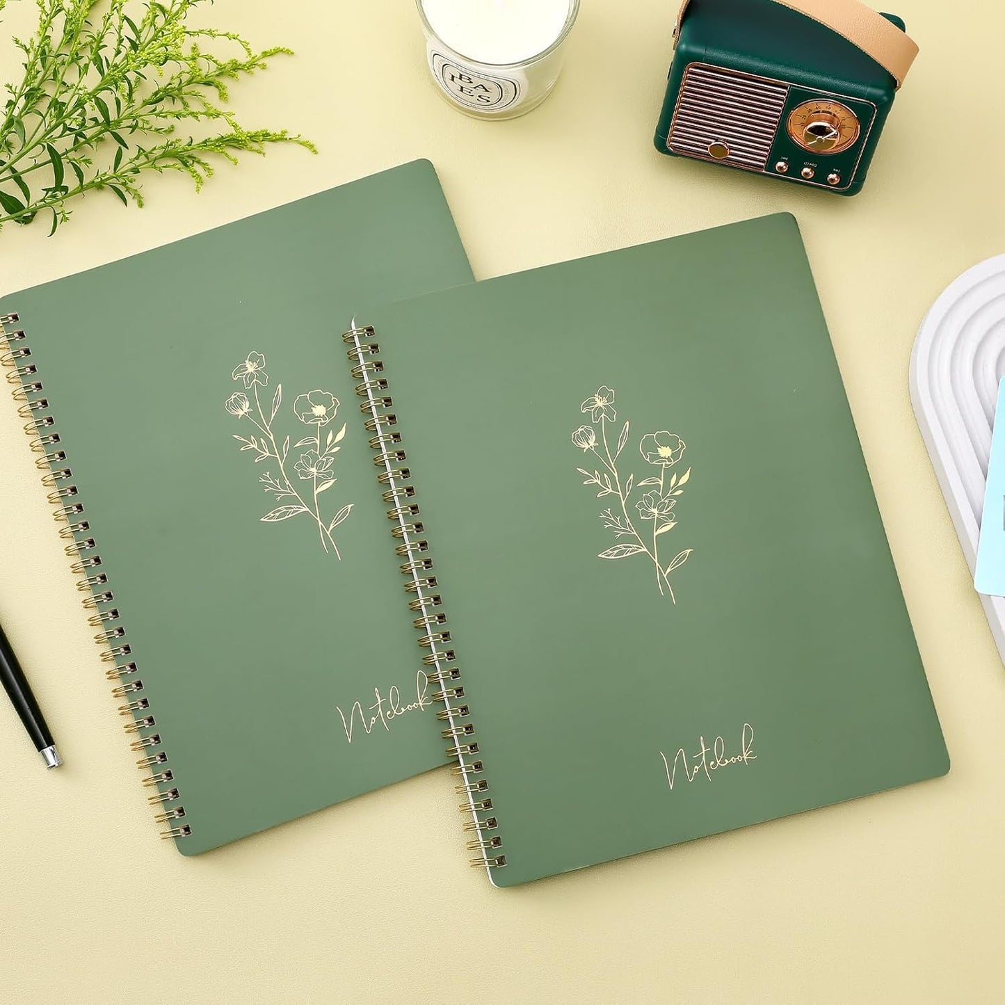 Spiral Notebook - College Ruled Notebook, Notebook Journal, 8.5'' X 10.5'', 55 Sheets/110 Pages, Journal for Women, Journal with Spiral Bound, Inner Pocket, Notebook for Office/School/Home - Green