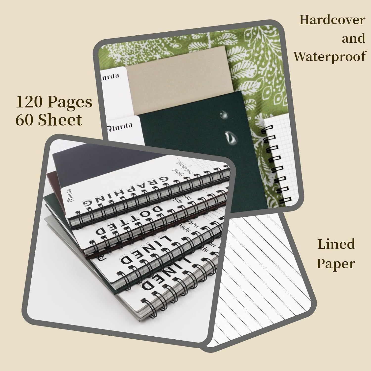 Lined Notebook Spiral Notebook 8.5" X 11"-4 Pack Large Journal Hardcover Notebook 7Mm College Ruled Notebook 120 Pages 100 GSM Thick Hardcover Journal for School (LINED, Mult-Color)