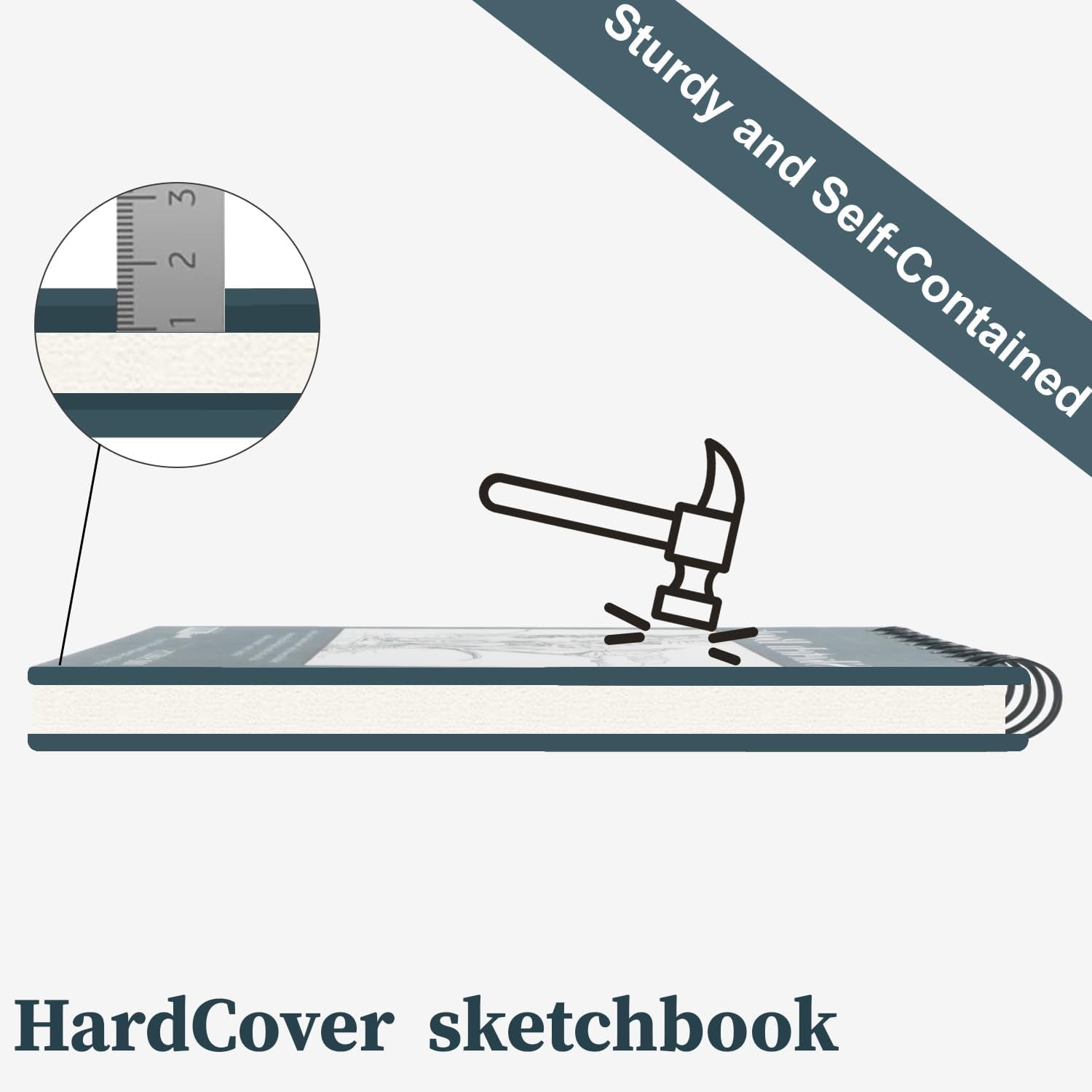 Small Sketchbook 5.5" X 8.5" - 2 Pack Top Spiral Mini Sketch Pad, Small Sketch Book Hard Cover, 100 Sheets Each 68Lb/100Gsm - Mini Drawing Paper for Kids, Portable Drawing Pad for Beginners & Artists.