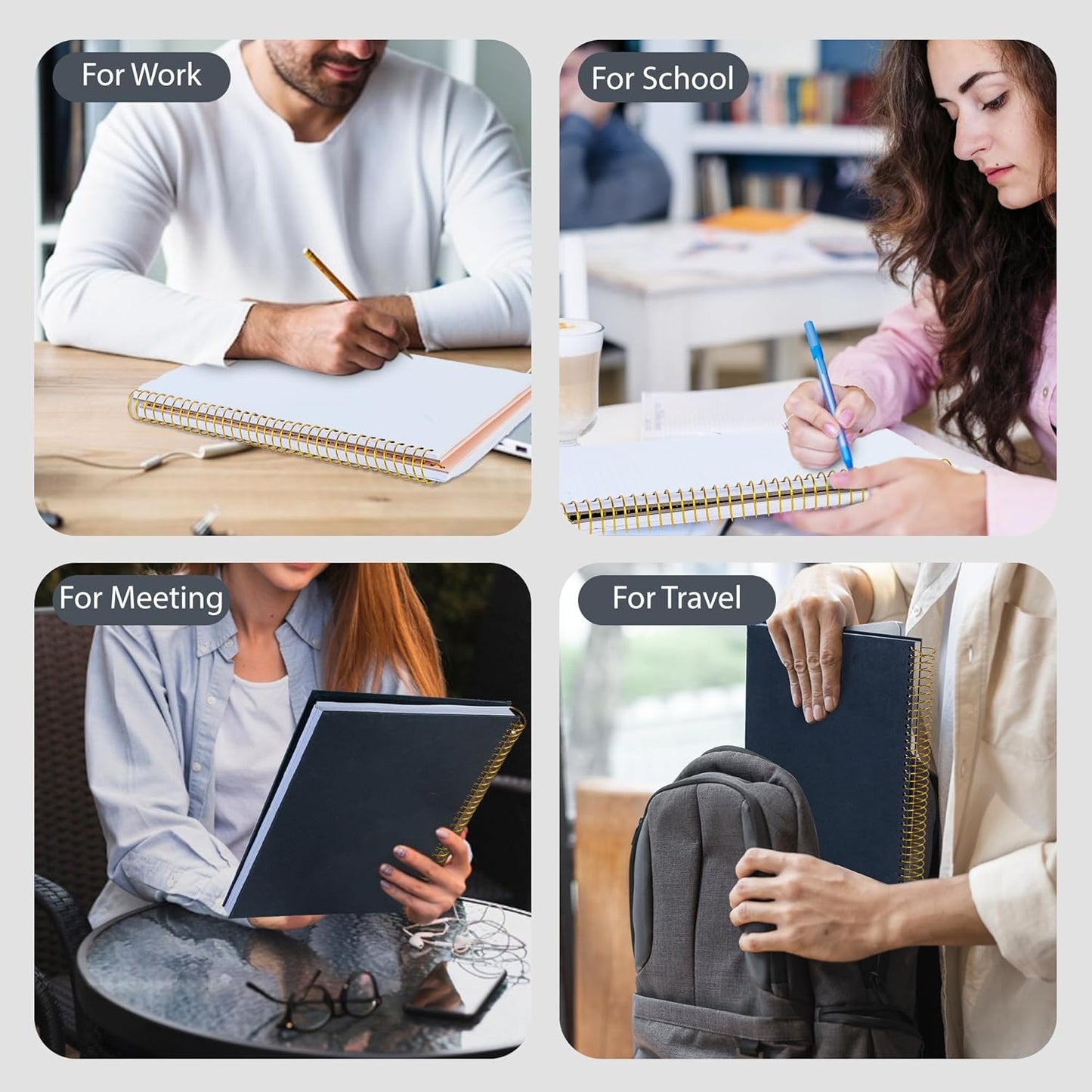 8.5 X 11 Large Graph Notebook Journal Spiral Graph Grid Notebook 210 Pages Hardcover Graph Notebook Engineering Paper Notebook Graphing Notebook for Men Women, Black