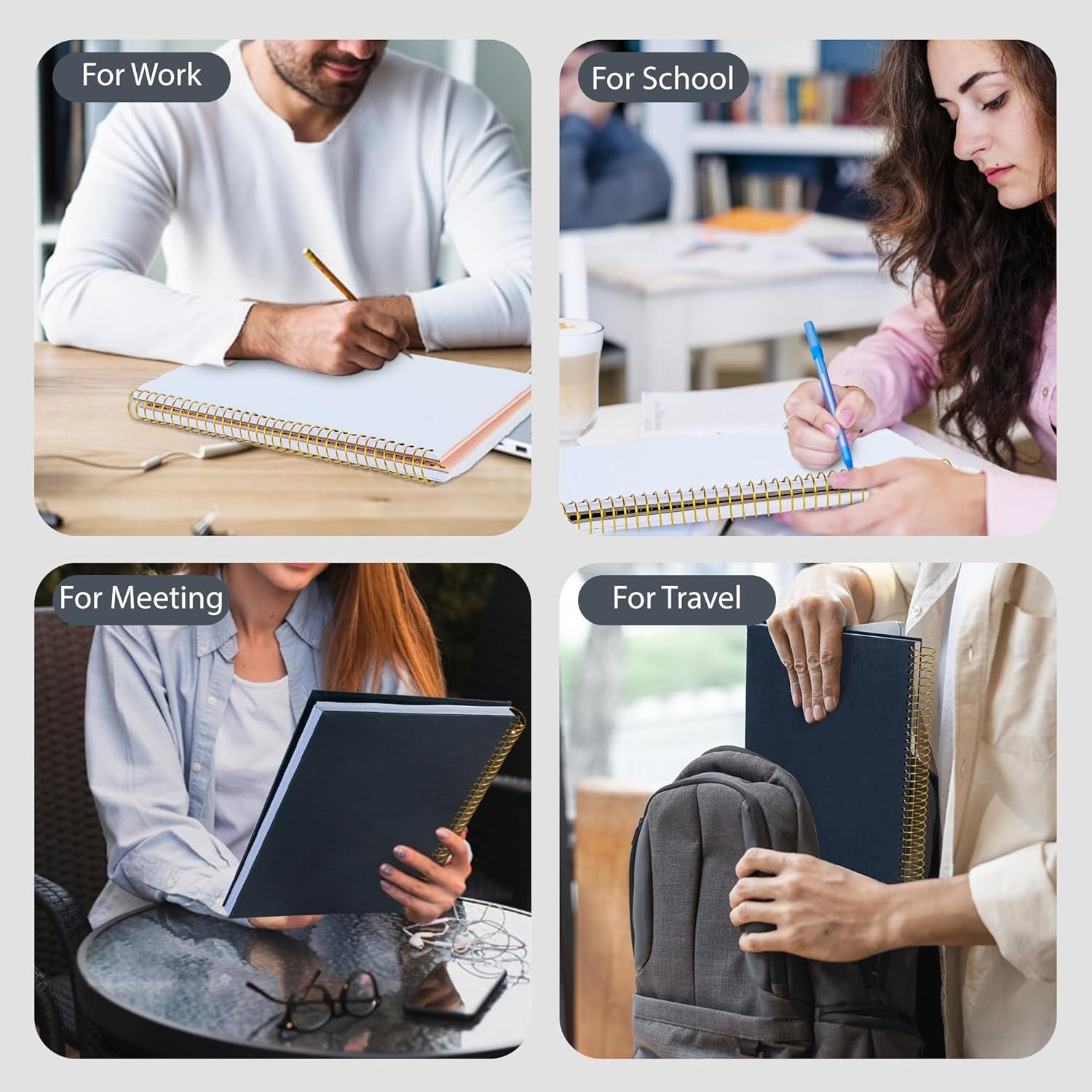 8.5 X 11 Large Graph Notebook Journal Spiral Graph Grid Notebook 210 Pages Hardcover Graph Notebook Engineering Paper Notebook Graphing Notebook for Men Women, Black