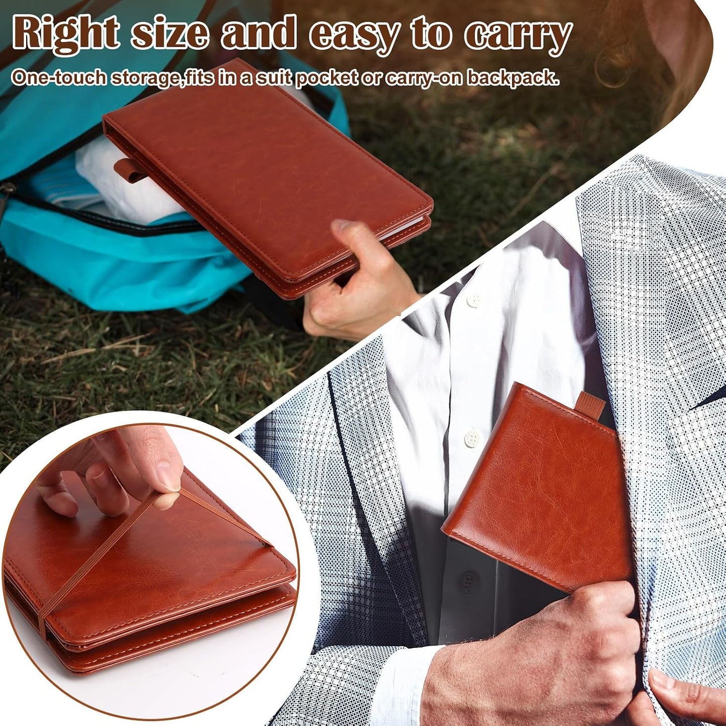 Reporters Notebook Cover Puleather Notepad and Pen Holder Set with Tops Reporters Notebook Steno Notebook Cover Flip Notepad Holder Fit 4 * 8 Inch Spiral Notebooks for Journalists (Brown)