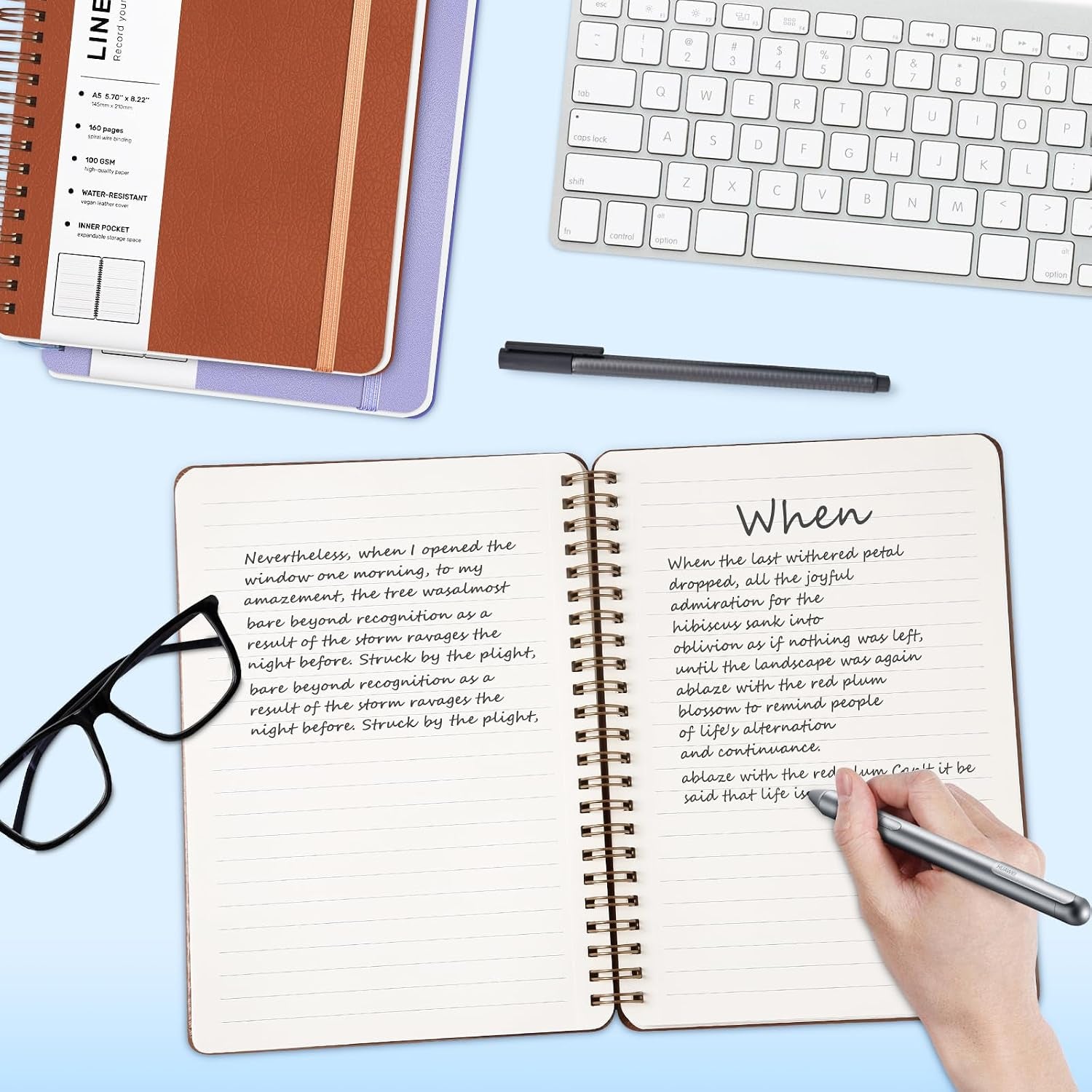 Lined Spiral Journal Notebook with 160 Pages, 8×5.7In, A5 Spiral Notebook, Journaling Notebooks for Work, School, Women, Men, College Ruled Spiral Notebook, Hardcover Leather Journals, Brown