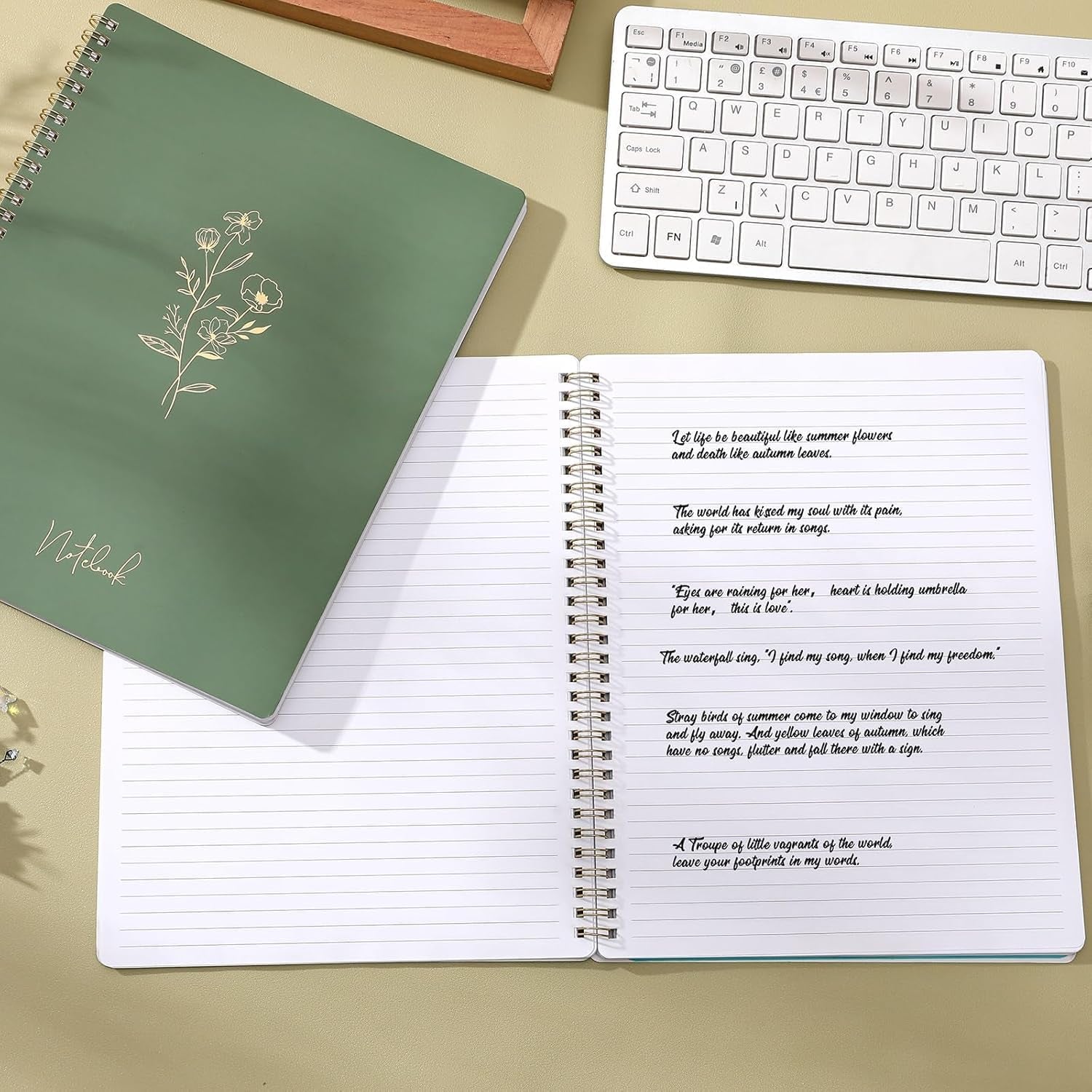 Spiral Notebook - College Ruled Notebook, Notebook Journal, 8.5'' X 10.5'', 55 Sheets/110 Pages, Journal for Women, Journal with Spiral Bound, Inner Pocket, Notebook for Office/School/Home - Green