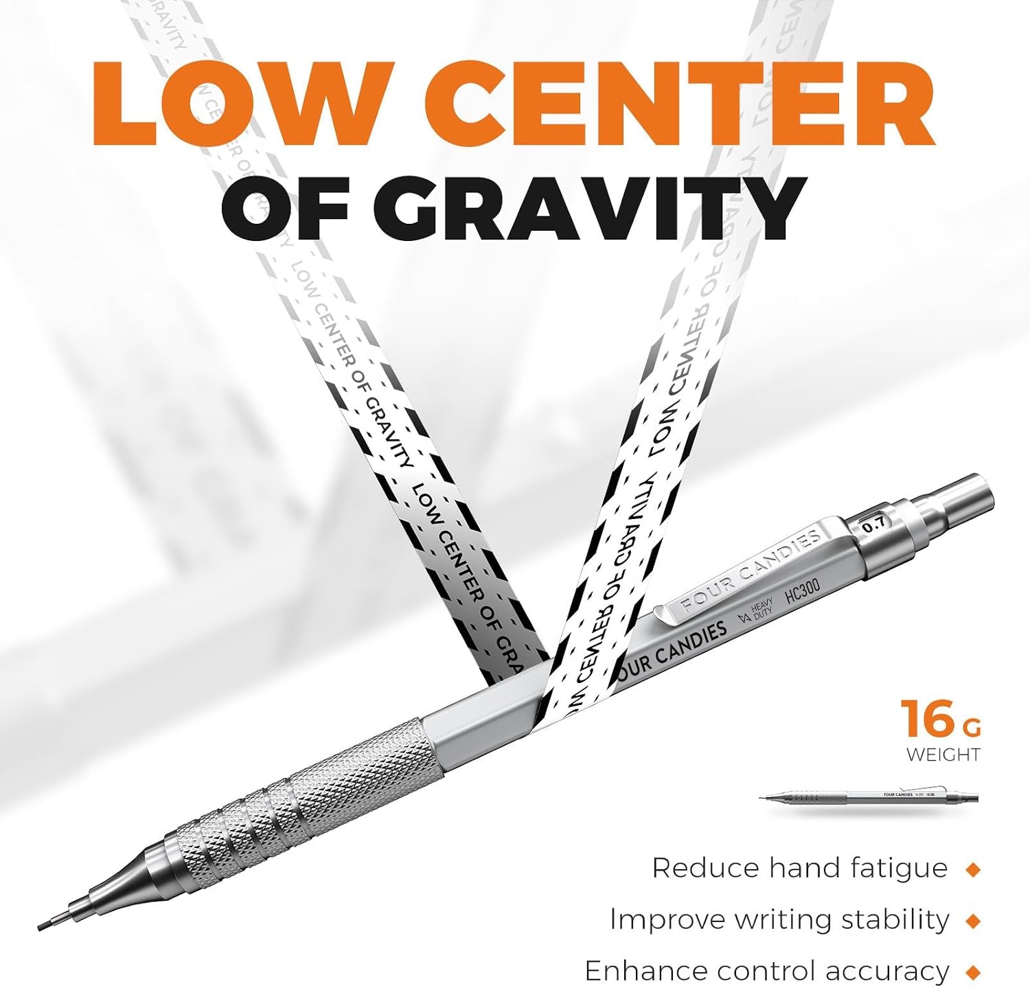 Metal Mechanical Pencil Set, 3PCS Art Drafting Pencils 0.5, 0.7, 0.9MM & 2PCS 2MM Mechanical Drawing Pencils with 420PCS Leads (4B 2B HB 2H Color) for Writing Sketching Drawing (Silver)